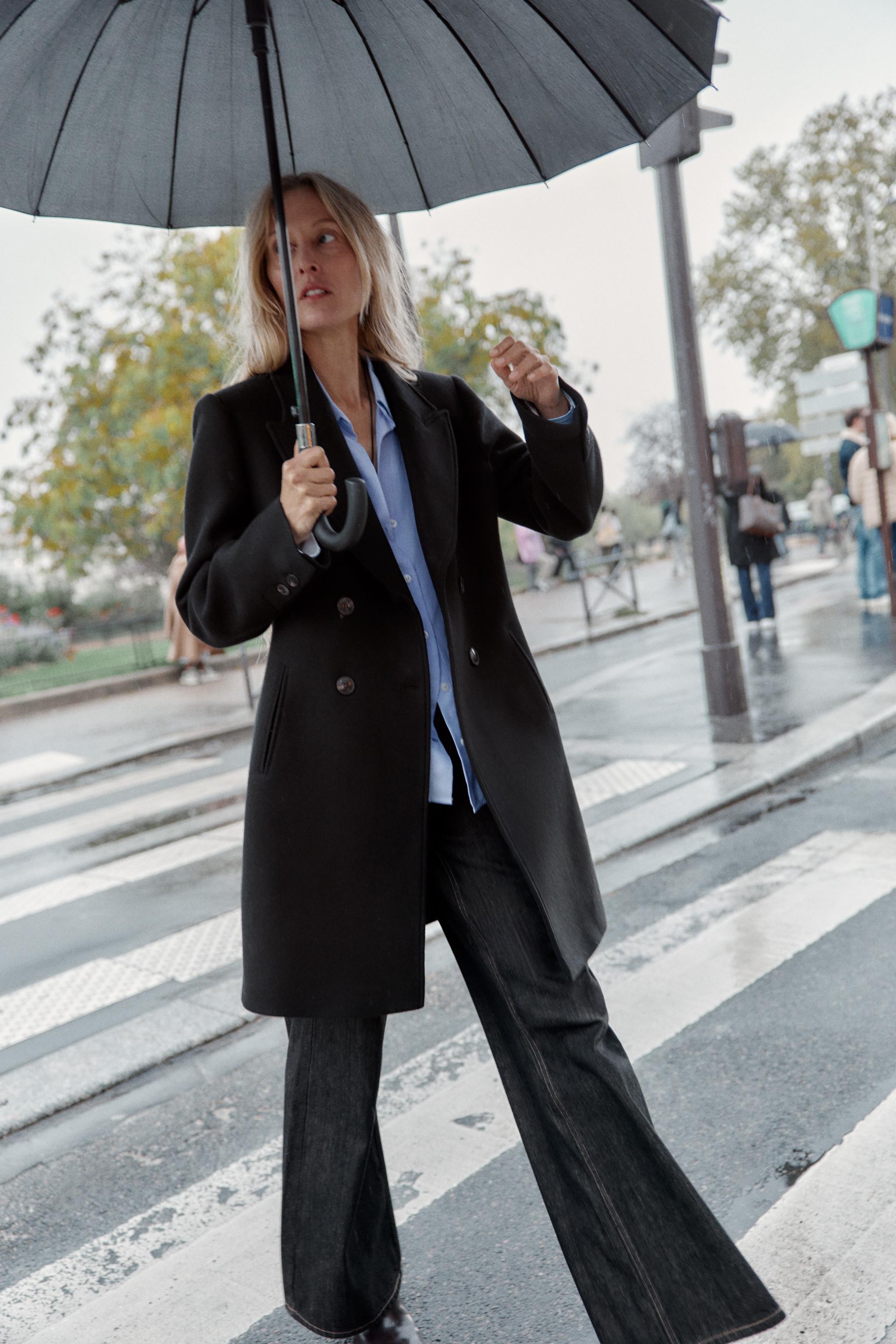 DOUBLE-BREASTED COAT WITH SHOULDER PADS